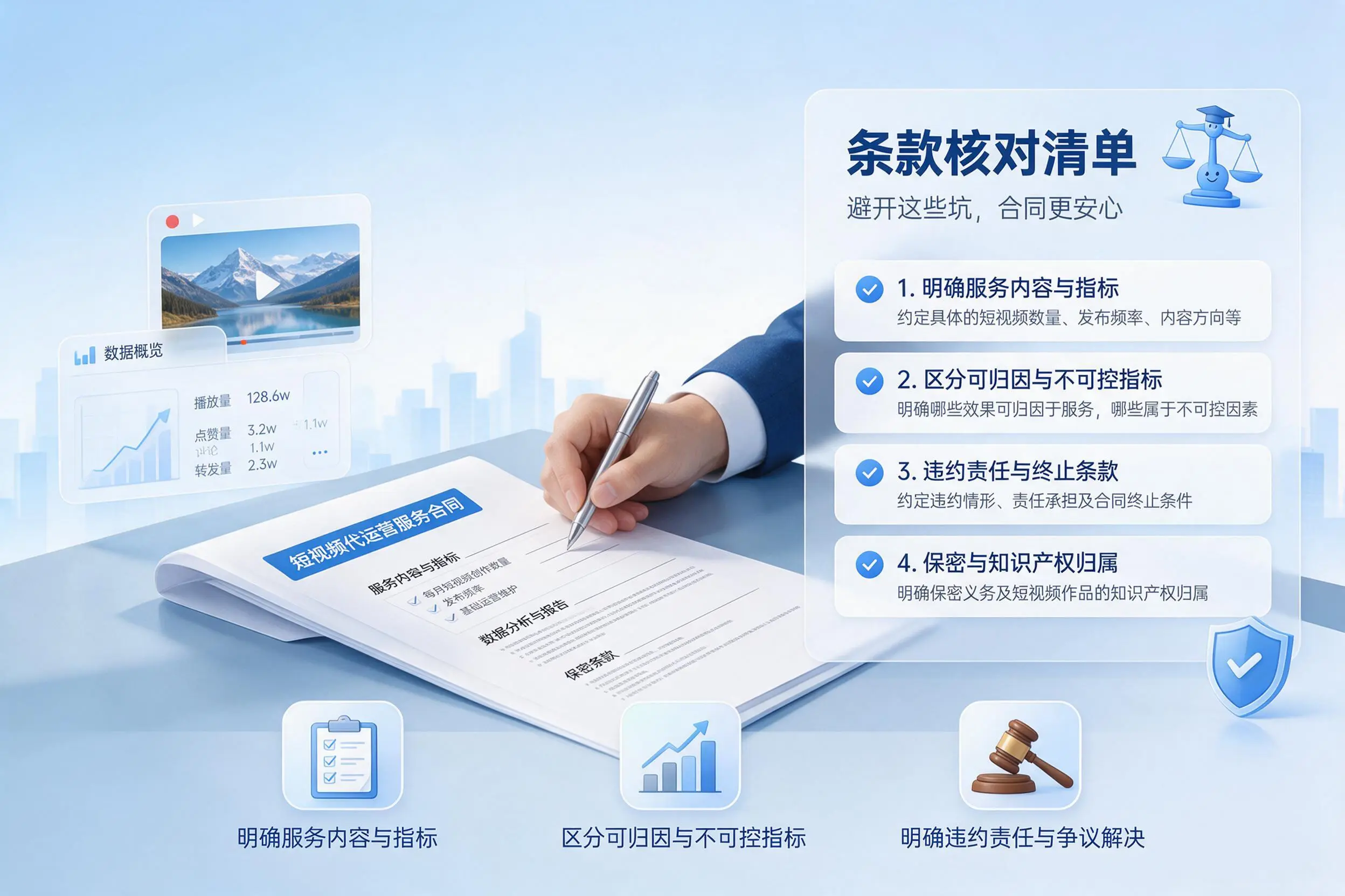 短视频代运营合同怎么签？广安企业条款核对与避坑要点