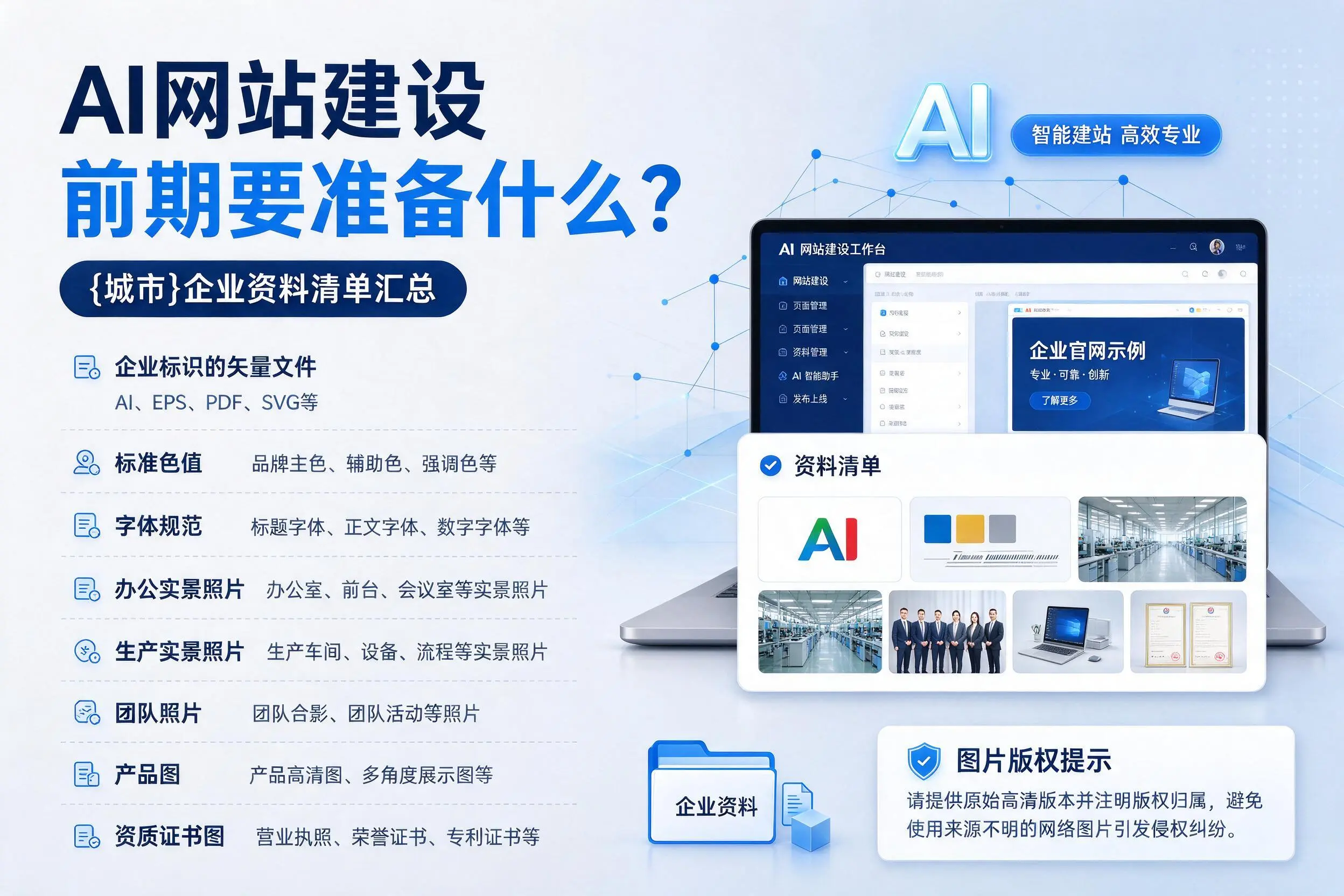 AI网站建设前期要准备什么?广安企业资料清单汇总