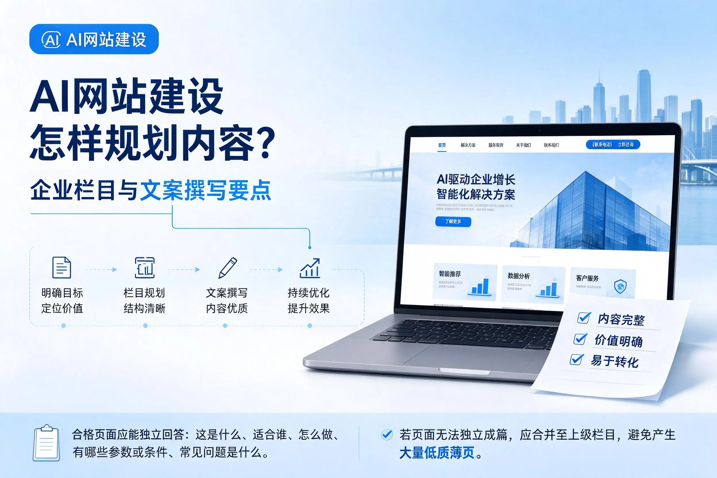AI网站建设怎样规划内容?广安企业栏目与文案撰写要点
